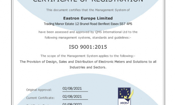 We are pleased to now be ISO9001 Certified