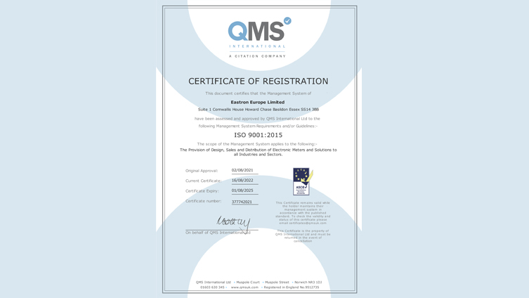 We are pleased to now be ISO9001 Certified